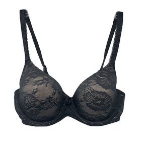 Victorias Secret 34D Lined Demi Bra Black Lace